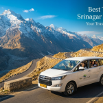 Best taxi service Srinagar to Leh - premium SUV driving through the Himalayan landscape with Nature Connect Travels.