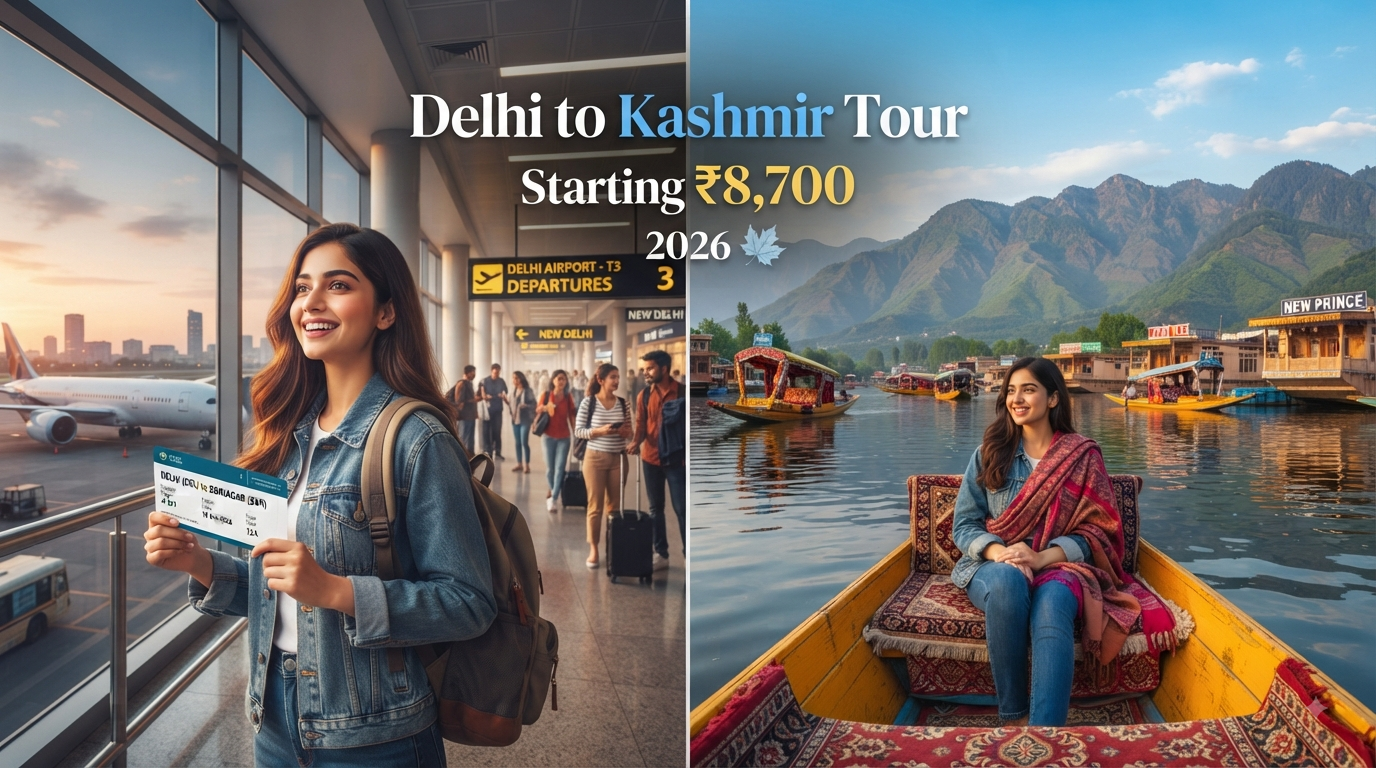 Delhi to Kashmir tour package with price - seamless journey from Delhi to Dal Lake with Nature Connect Travels