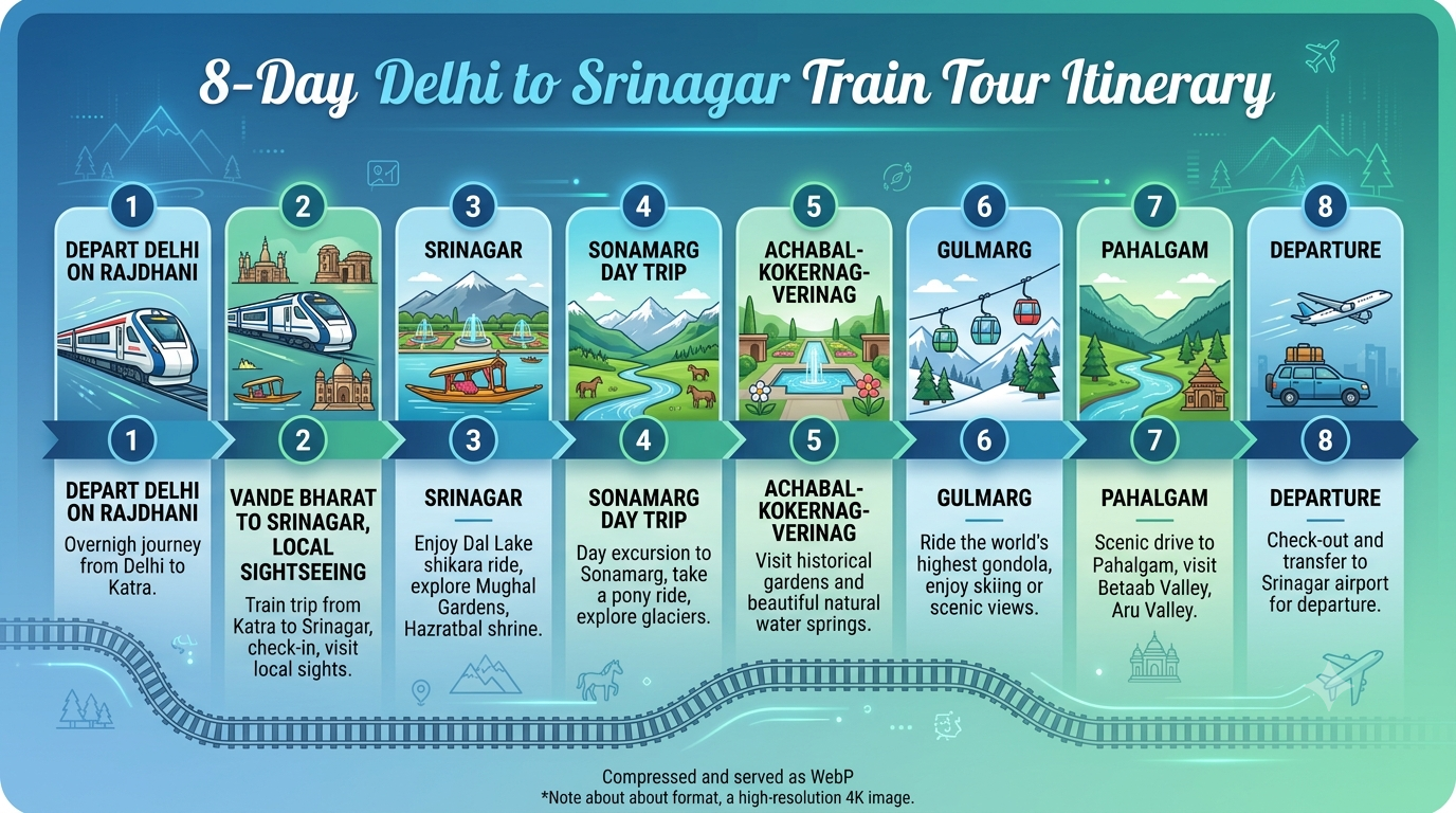 Delhi to Srinagar train tour itinerary - 8-day itinerary