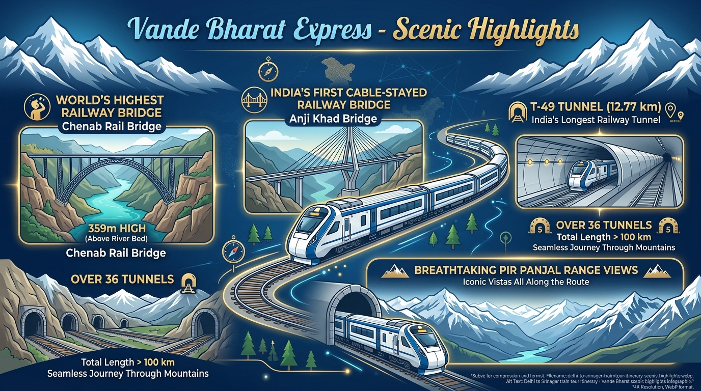 Delhi to Srinagar train tour itinerary - Vande Bharat scenic highlights