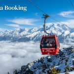 Gulmarg Gondola ticket booking online - cable car ascending above snow-capped Himalayan peaks with Nature Connect Travels