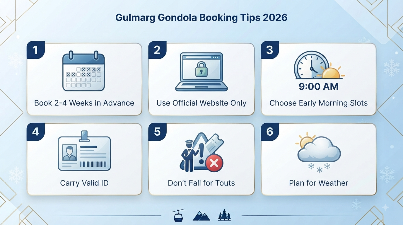Gulmarg Gondola ticket booking online - essential tips infographic