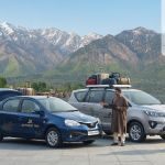 How to hire a cab in Kashmir - professional taxi service with vehicles at scenic location Nature Connect Travels