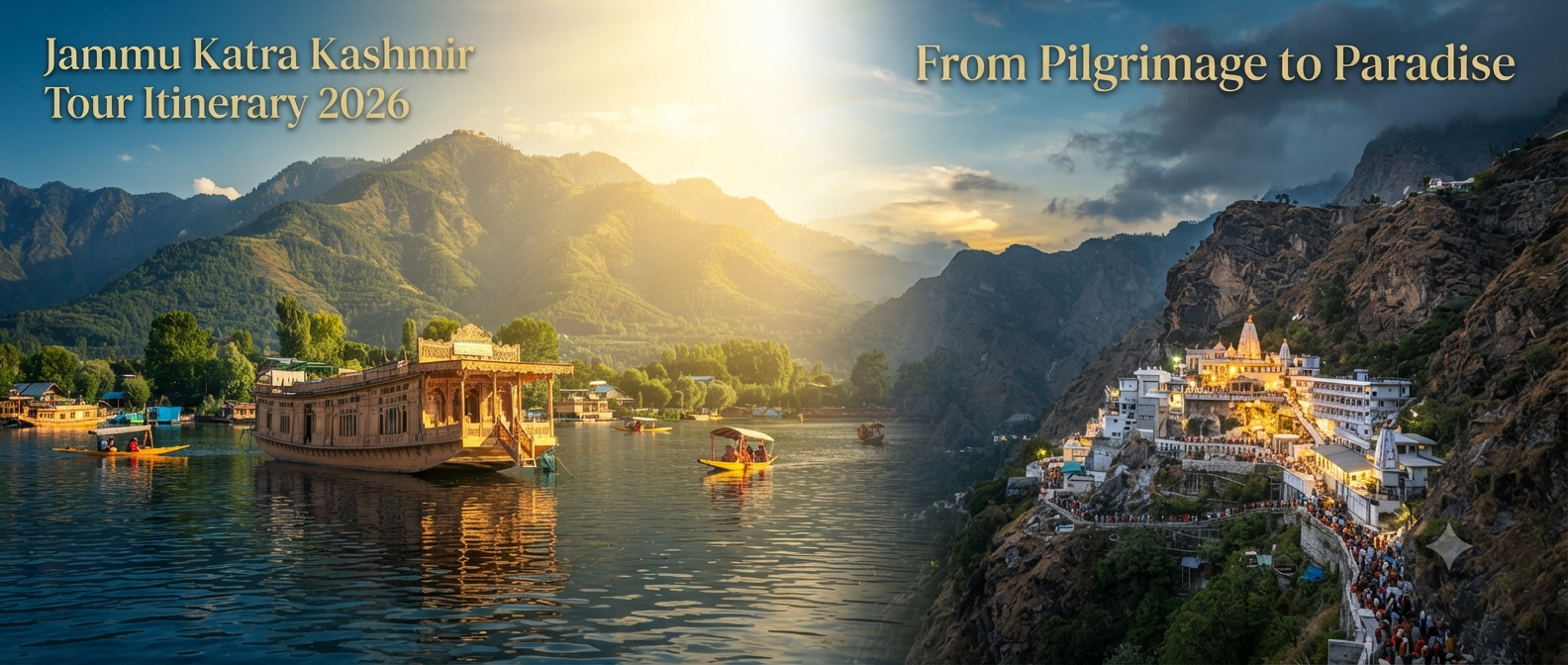 Jammu Katra Kashmir tour itinerary - Vaishno Devi pilgrimage and Dal Lake beauty combined with Nature Connect Travels