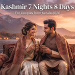 Kashmir 7 nights 8 days itinerary Kerala for couple - romantic couple on shikara Dal Lake sunset Nature Connect Travels