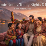 Kashmir 7 nights 8 days itinerary Kerala for family - happy family on shikara Dal Lake with Nature Connect Travels