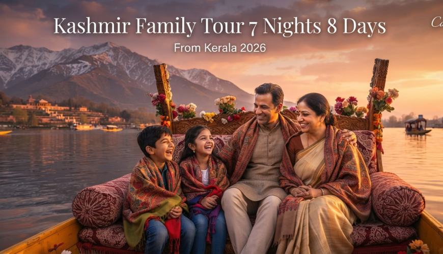 Kashmir 7 nights 8 days itinerary Kerala for family - happy family on shikara Dal Lake with Nature Connect Travels