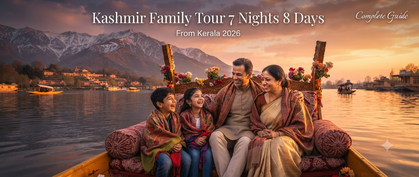 Kashmir 7 nights 8 days itinerary Kerala for family - happy family on shikara Dal Lake with Nature Connect Travels
