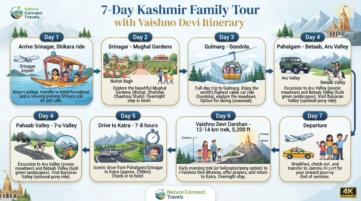 Kashmir family tour package with Vaishno Devi - 7-day family itinerary 