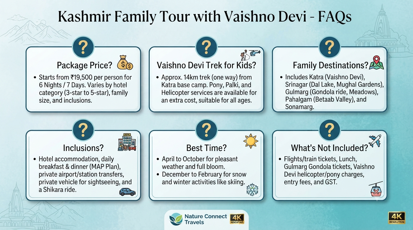 Kashmir family tour package with Vaishno Devi - family FAQs