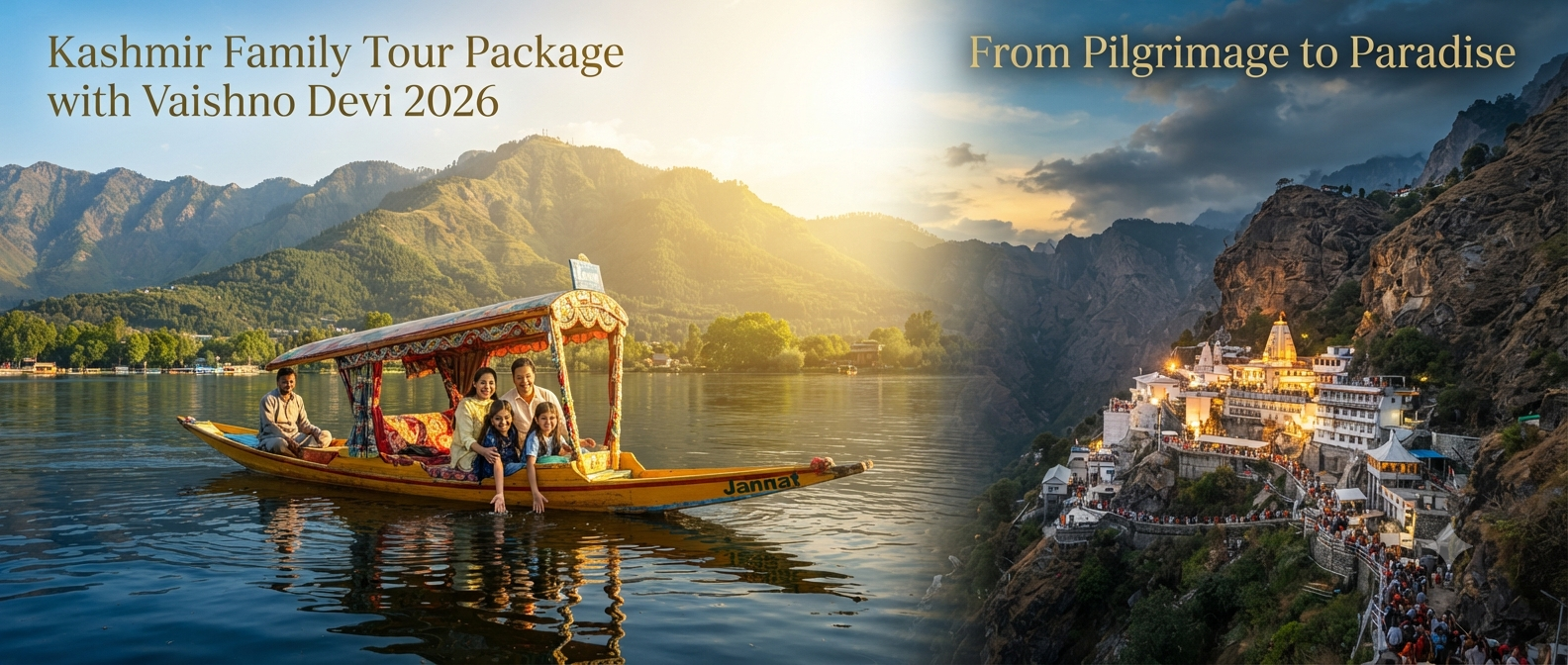 Kashmir family tour package with Vaishno Devi - family package comparison infographic
