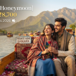 Kashmir honeymoon package cheap - romantic couple on budget shikara ride Dal Lake Nature Connect Travels