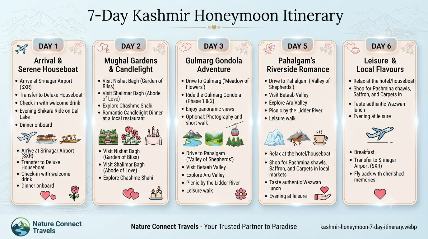 Kashmir honeymoon package for 7 days - 7-day itinerary