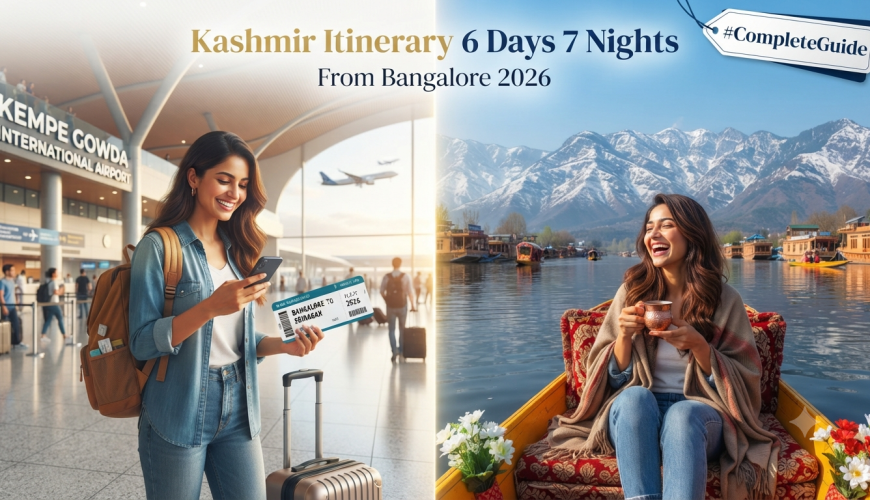 Kashmir itinerary 6 days 7 nights from Bangalore - seamless journey from Kempegowda Airport to Dal Lake with Nature Connect Travels