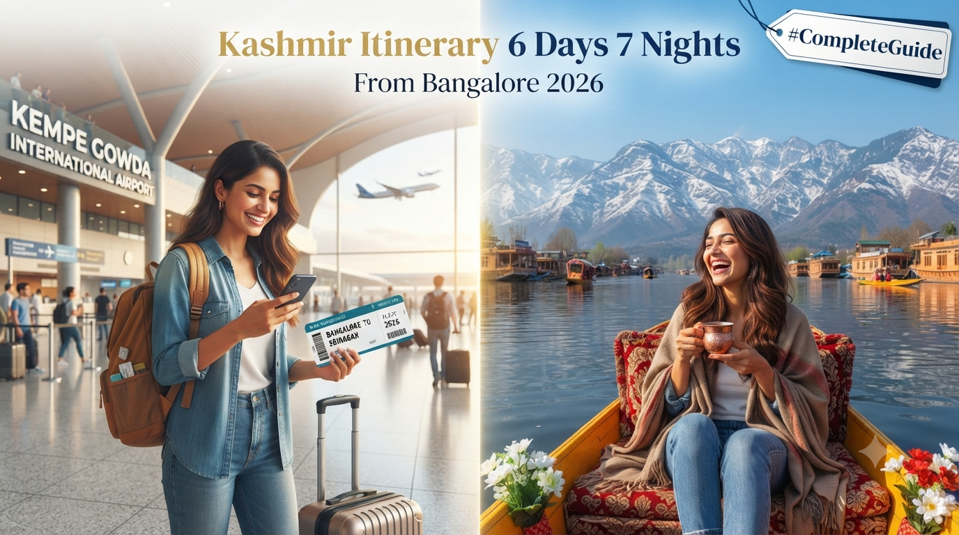Kashmir itinerary 6 days 7 nights from Bangalore - seamless journey from Kempegowda Airport to Dal Lake with Nature Connect Travels