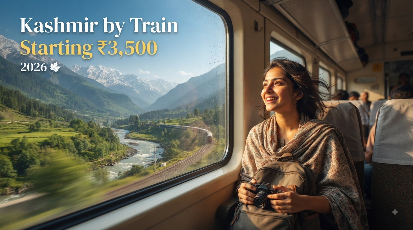 Kashmir package by train price - scenic train journey to Kashmir with mountain views Nature Connect Travels