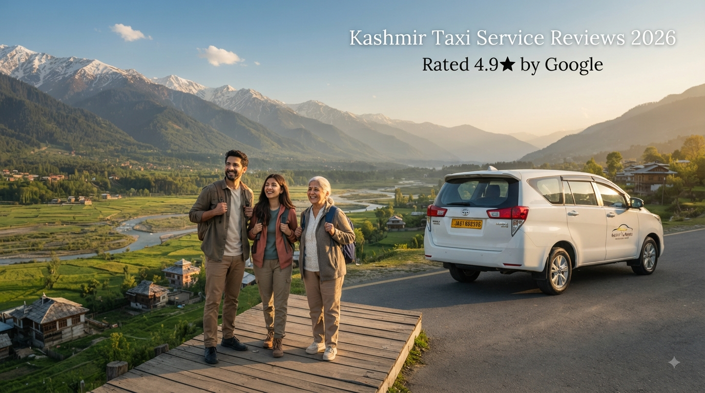 Kashmir taxi service reviews - happy travelers with Nature Connect Travels cab in Kashmir valley
