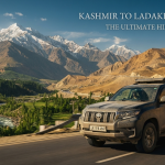 Kashmir to Ladakh tour packages - SUV driving through the Himalayan landscape from Kashmir to Ladakh with Nature Connect Travels