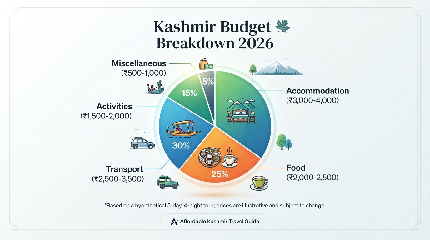 Kashmir tour package under 10000 budget breakdown infographic