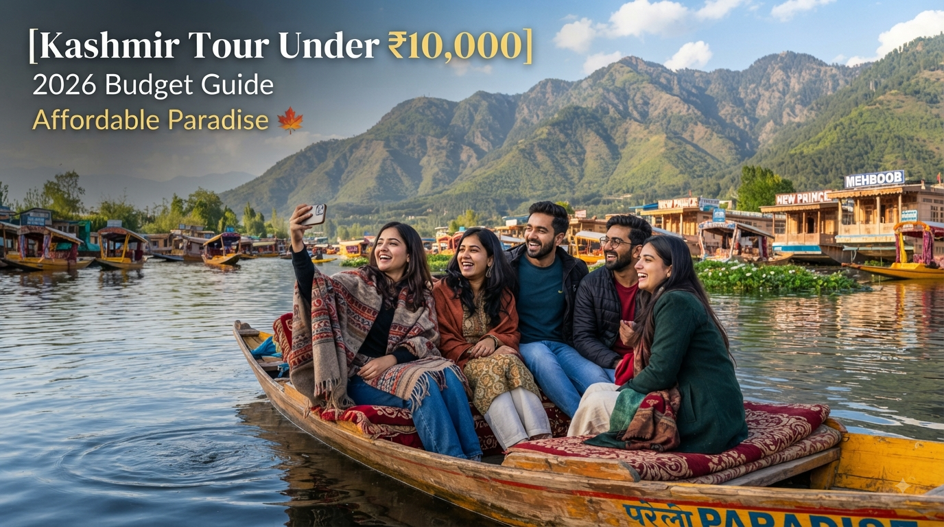 Kashmir tour package under 10000 - budget travelers enjoying shikara ride on Dal Lake with Nature Connect Travels