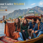 Kashmir tour package under 15000 - budget travelers enjoying shikara ride on Dal Lake with Nature Connect Travels