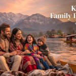 Kashmir tour packages for family with flight price from India - happy family on shikara Dal Lake with Nature Connect Travels