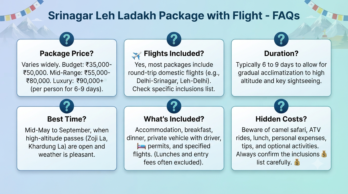 Srinagar Leh Ladakh package with flight - frequently asked questions