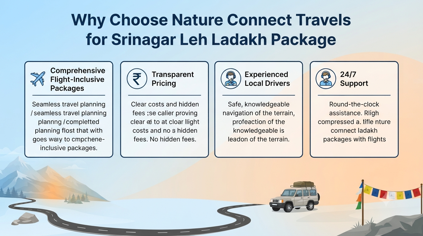 Srinagar Leh Ladakh package with flight - why choose Nature Connect Travels 