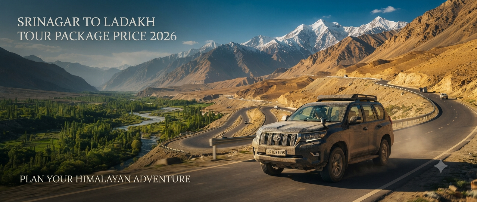 Srinagar to Ladakh tour package price - SUV driving through the Himalayan landscape from Kashmir to Ladakh with Nature Connect Travels