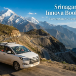 Srinagar to Leh Innova booking - Toyota Innova Crysta SUV driving through the Himalayan landscape with Nature Connect Travels