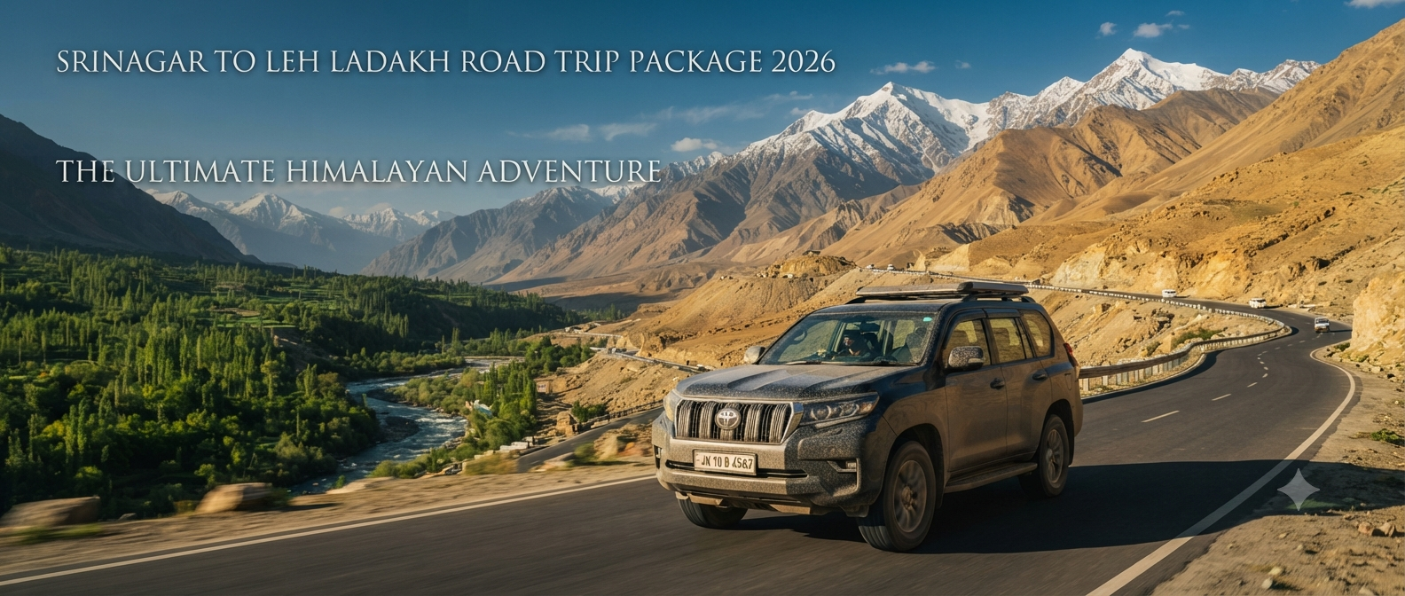 Srinagar to Leh Ladakh road trip package - SUV driving through the Himalayan landscape from Kashmir to Ladakh with Nature Connect Travels