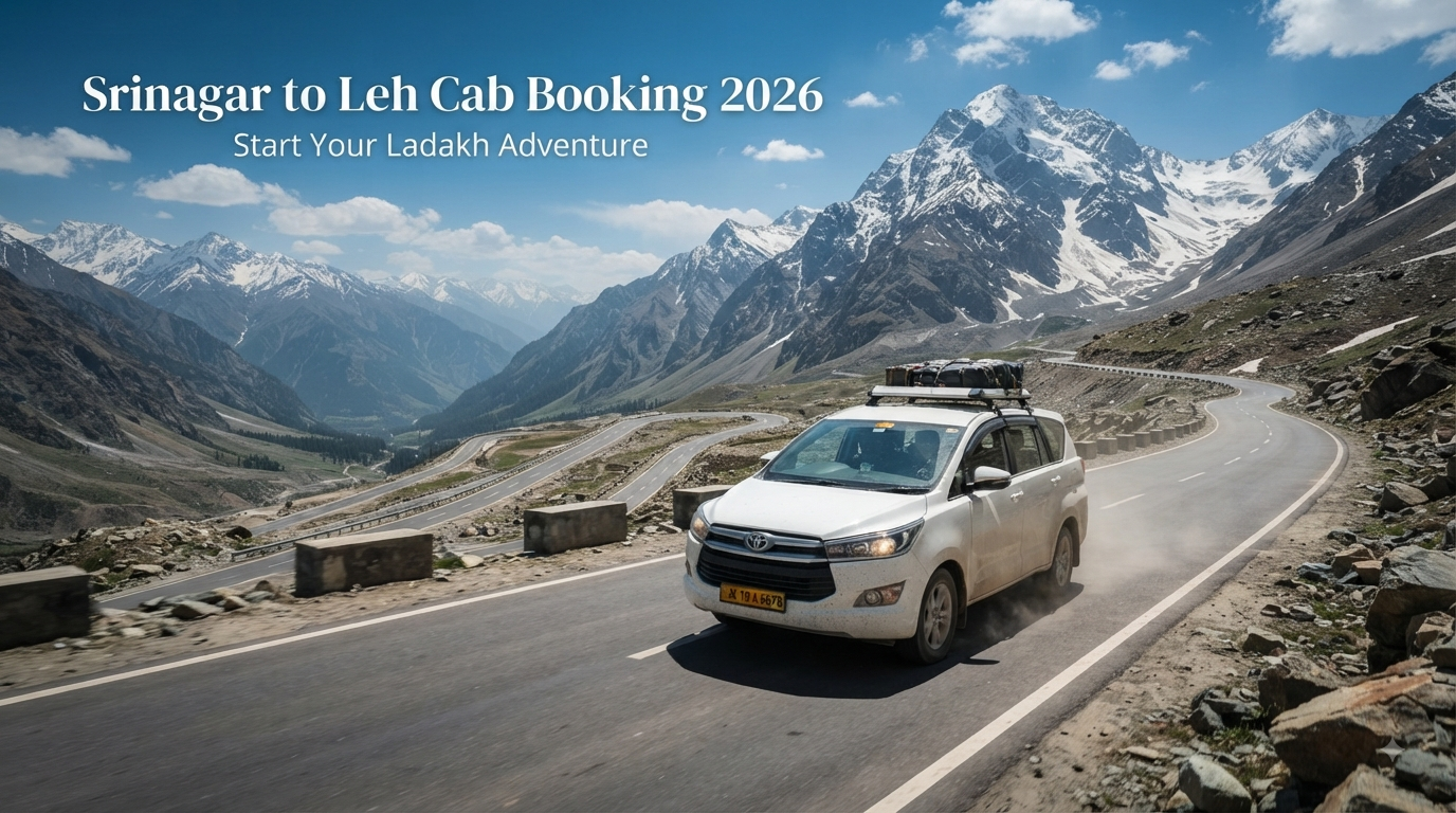 Srinagar to Leh cab booking - SUV driving on the scenic Himalayan route with Nature Connect Travels.