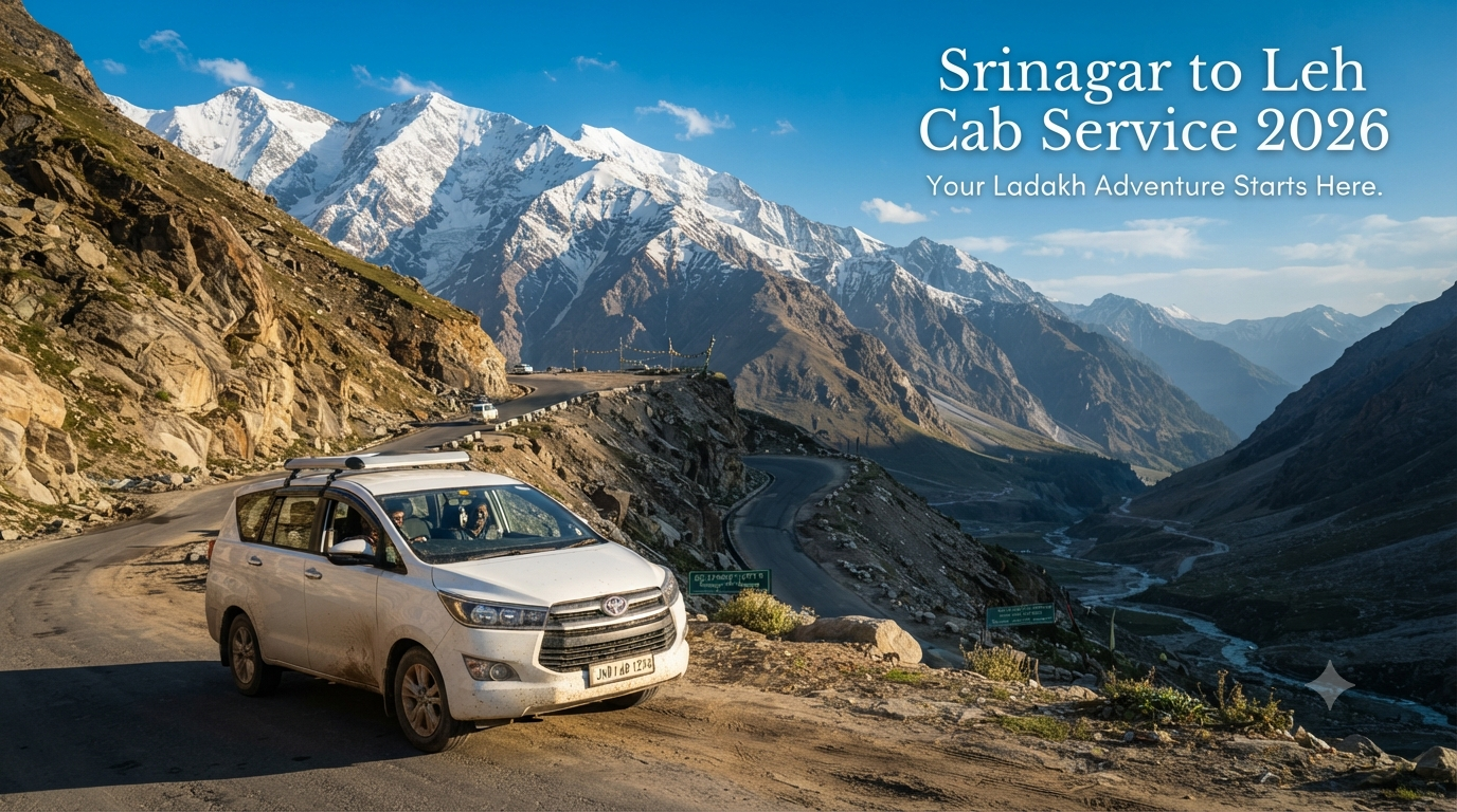 Srinagar to Leh cab service - SUV driving through the Himalayan landscape with Nature Connect Travels