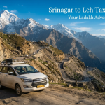 Srinagar to Leh taxi price - SUV driving through the Himalayan landscape with Nature Connect Travels