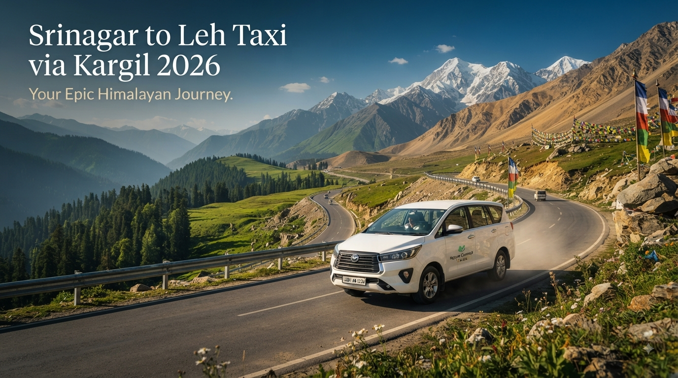Srinagar to Leh taxi via Kargil - SUV driving through the dramatic Himalayan landscape with Nature Connect Travels