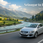 Srinagar to Pahalgam taxi fare round trip - comfortable sedan on scenic highway with Lidder River and valley views Nature Connect Travels