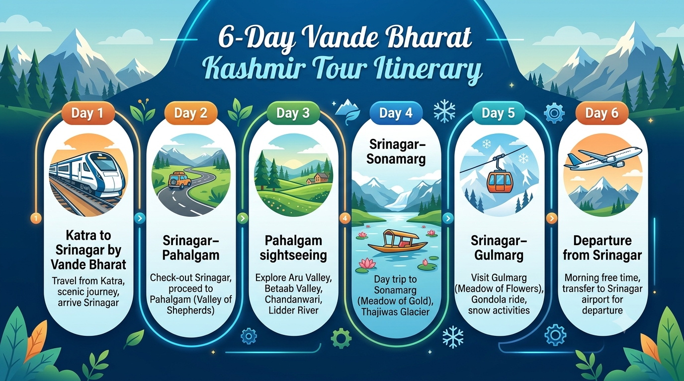 Vande Bharat Kashmir tour package - 6-day itinerary 