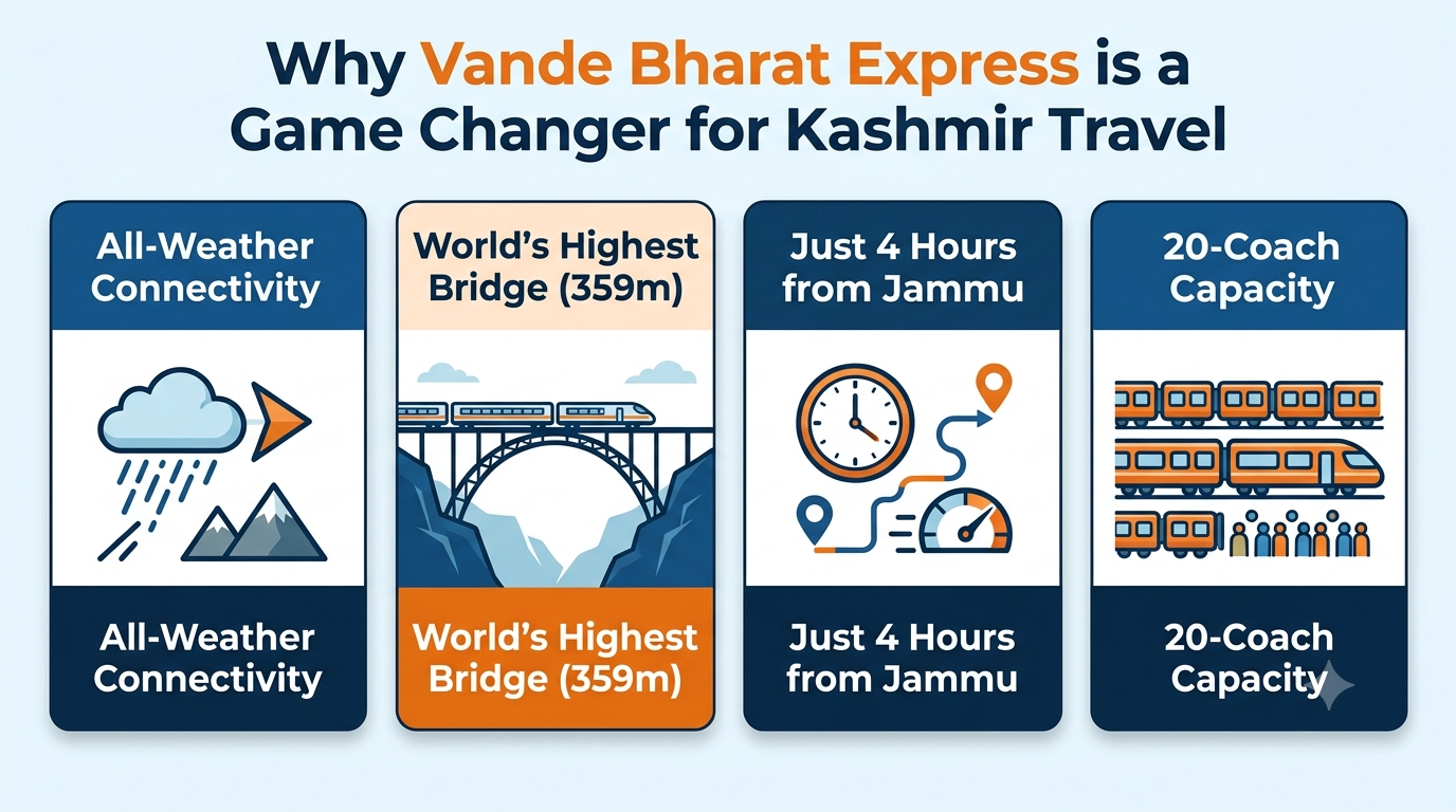 Vande Bharat Kashmir tour package - Vande Bharat train benefits