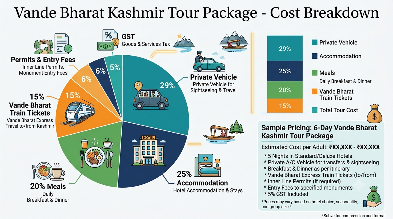 Vande Bharat Kashmir tour package - cost breakdown