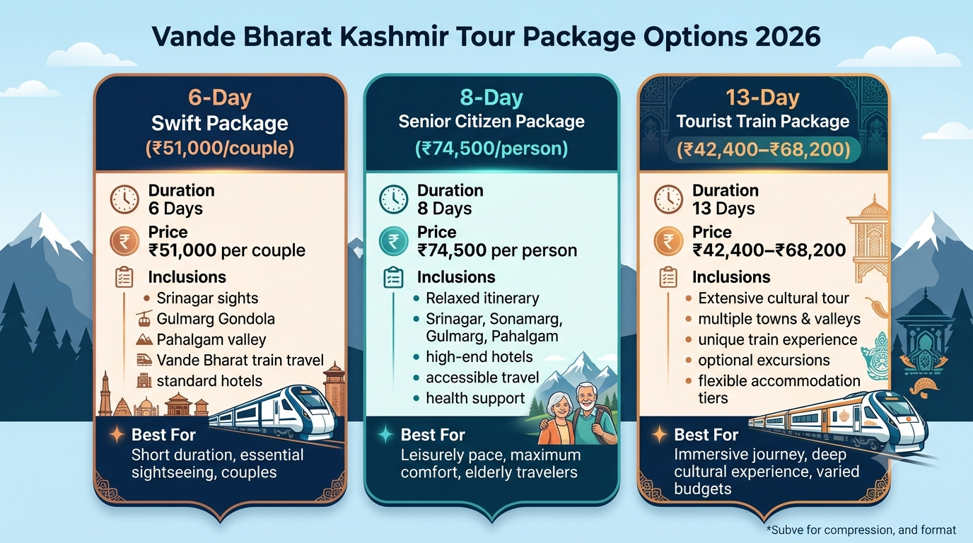Vande Bharat Kashmir tour package - package comparison