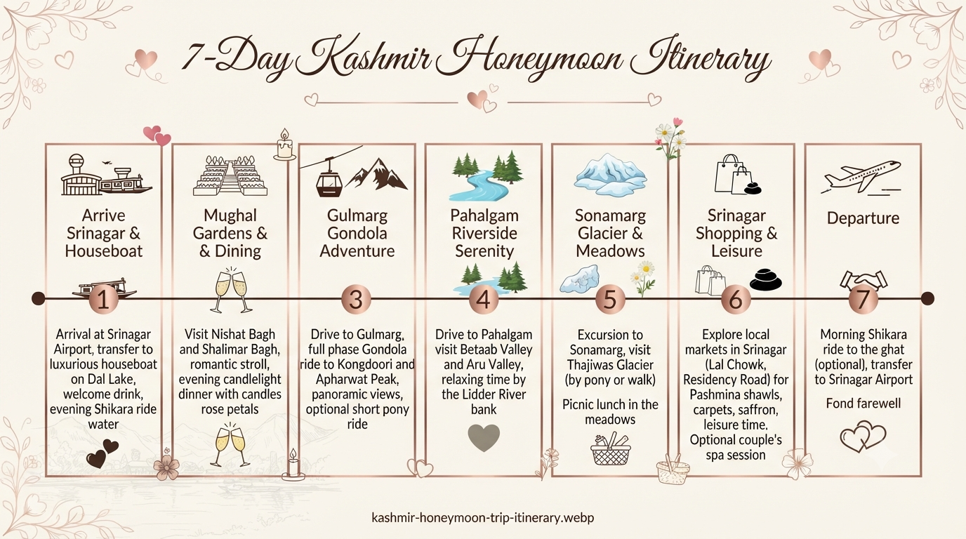 Kashmir Honeymoon Trip 2026 | ₹21,000+ | 6-7 Day Romantic Packages 12 kashmir honeymoon trip