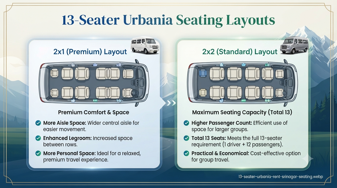 13 seater Urbania rent in Srinagar Kashmir - 13-seater variant