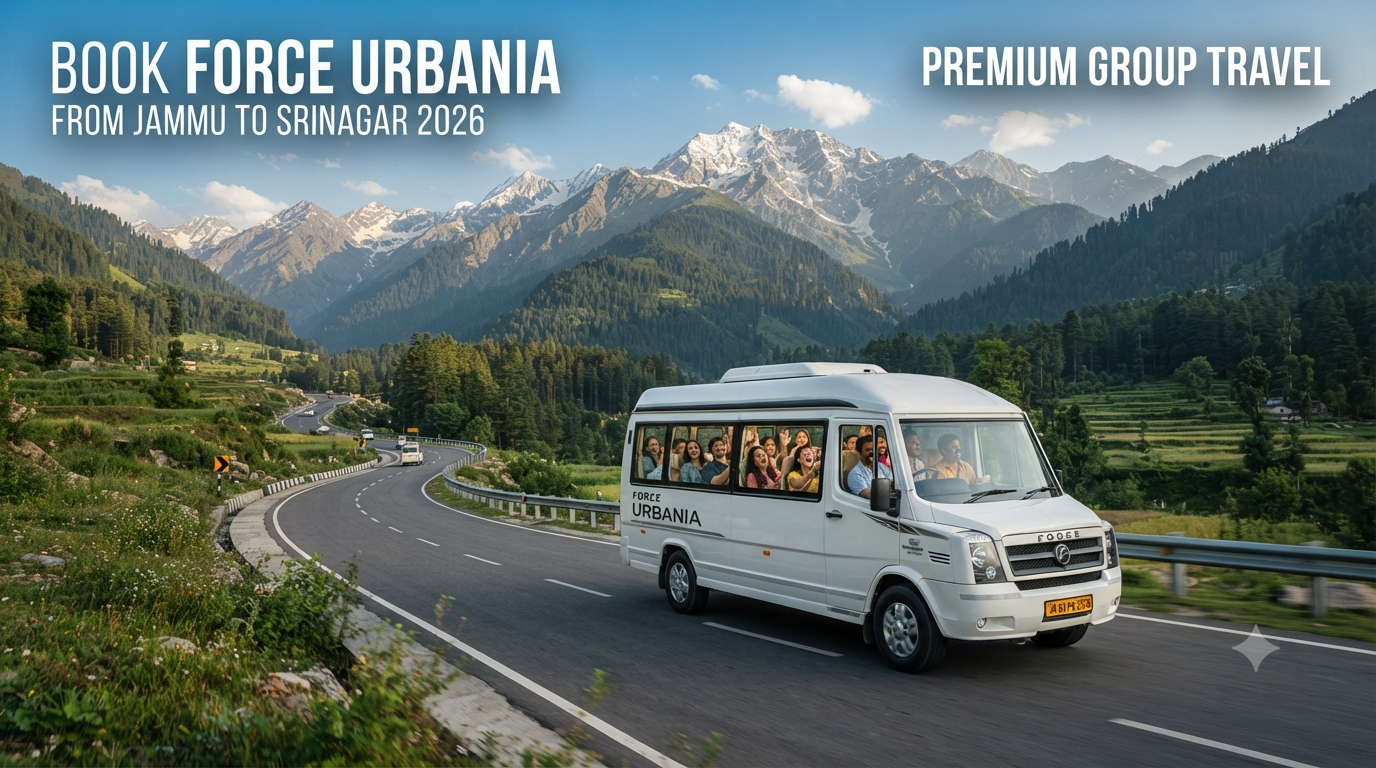 Book Force Urbania from Jammu to Srinagar - luxury tempo traveller on the scenic Jammu-Kashmir highway with Nature Connect Travels