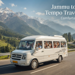 Jammu to Srinagar tempo traveller - group vehicle driving through the Himalayas with Nature Connect Travels