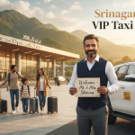 Srinagar airport VIP taxi booking - professional driver with name placard waiting at arrivals for premium airport transfer