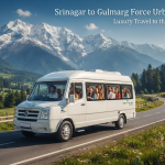 Srinagar to Gulmarg Force Urbania price - luxury tempo traveller on the scenic Gulmarg route with Nature Connect Travels