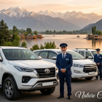 Hire SUV in Kashmir with Nature Connect Travels showing fleet of Fortuner Innova Crysta and Scorpio with chauffeurs