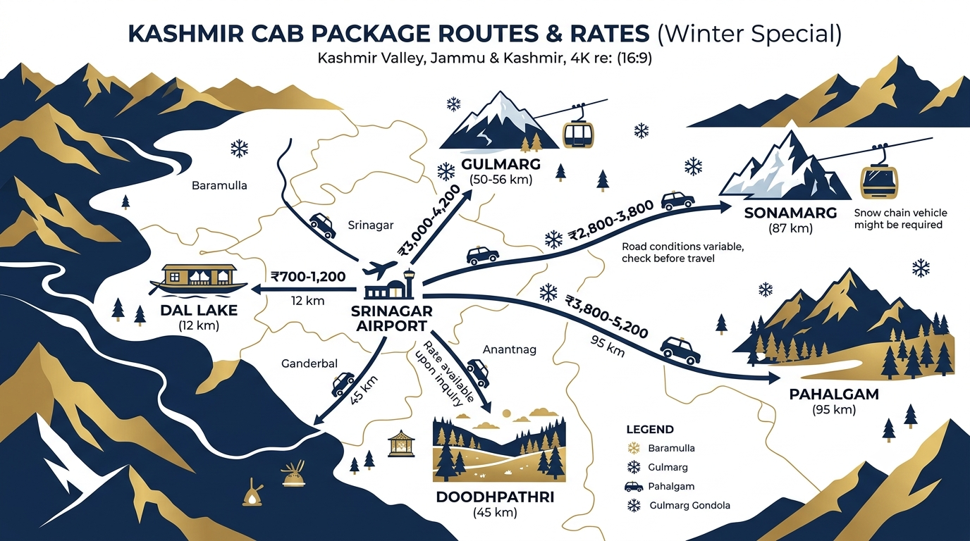 Inclusions and exclusions infographic for Kashmir cab package by Nature Connect Travels