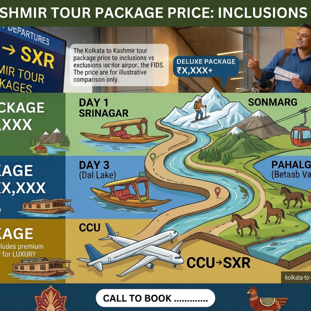 Inclusions and exclusions infographic for Kolkata to Kashmir tour package price 2026 by Nature Connect Travels 3