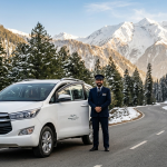 Kashmir taxi fare guide by Nature Connect Travels showing Innova Crysta on Srinagar-Gulmarg highway